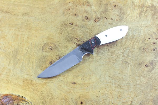 179mm Original Neck Knife, Forge Finish (polished), Kirinite and White Corian - 85 grams