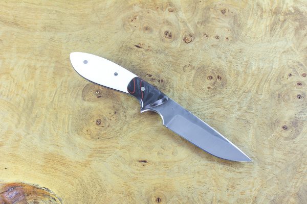 179mm Original Neck Knife, Forge Finish (polished), Kirinite and White Corian - 85 grams
