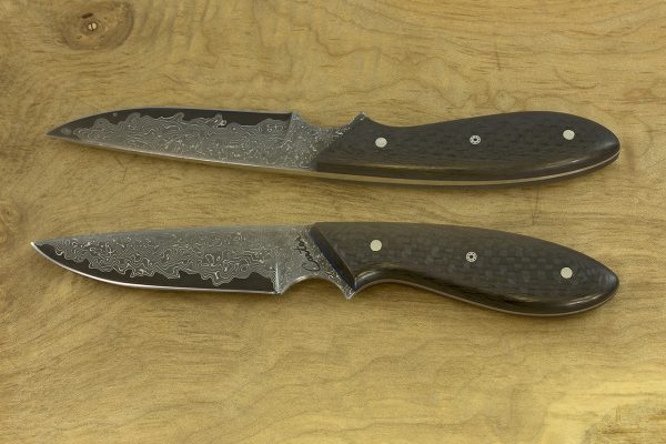 177mm Original Neck Knife, Damascus, Carbon Fiber - 74grams