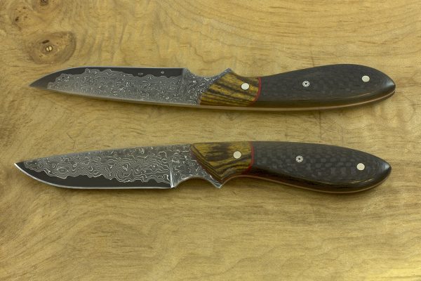 177mm Original Neck Knife, Damascus, Bocote / Carbon Fiber - 63grams