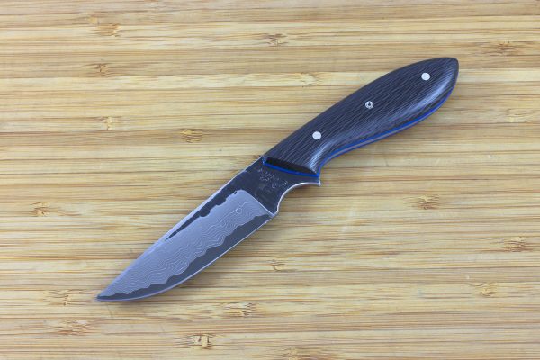 180mm Original Neck Knife, Damascus, Carbon Fiber / Micarta - 85 grams