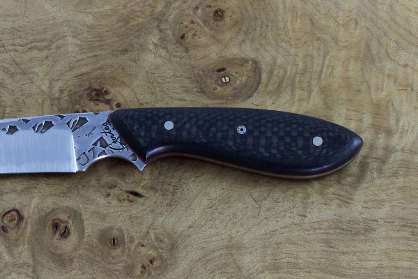 179mm Original Neck Knife, Polished Hammer Finish, Carbon Fiber - 78grams