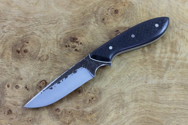 180mm Original Neck Knife, Hammer Finish, Carbon Fiber - 78grams