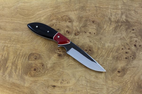 186mm Original Neck Knife with Modified Handle, Forge Finish, Red and Black Micarta - 82grams