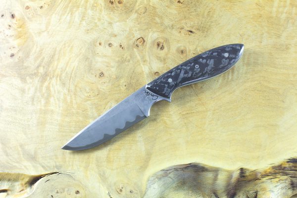 180mm Original Neck Knife, Damascus, "Pearl" Carbon Fiber - 78 grams