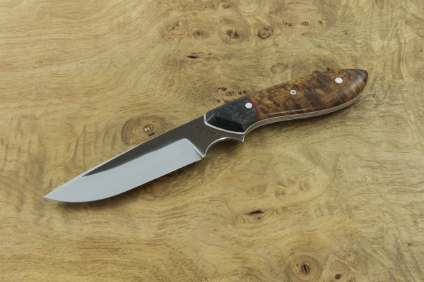 176mm Original Neck Knife, Forge Finish, Carbon Fiber / Stabilized Burl - 69grams