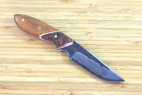 190mm Murray's 'Perfect' Neck Knife, Damascus, Osage / Burl - 98grams