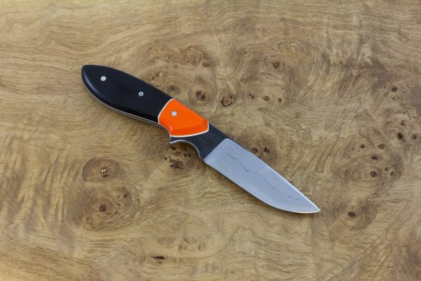 188mm Murray's 'Perfect' Model Neck Knife, Wrought Iron, Orange and Black Micarta - 98grams