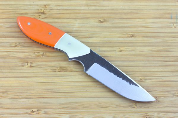 193mm Murray's 'Perfect' Neck Knife, Hammer Finish, Jade / Orange G10 - 102grams