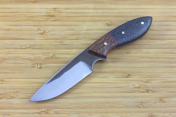 190mm Murray's 'Perfect' Neck Knife, Forge Finish, Lacewood / Carbon Fiber - 90grams