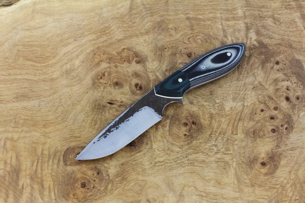 190mm Murray's 'Perfect' Model Neck Knife, Hammer Finish, Black and Grey G-10 / Black and Green Micarta -98grams