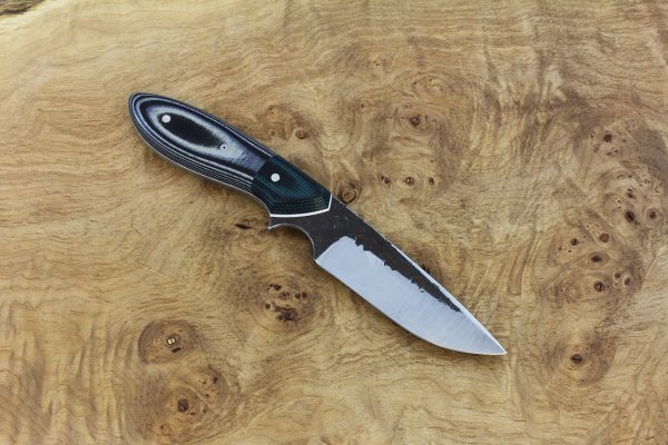 190mm Murray's 'Perfect' Model Neck Knife, Hammer Finish, Black and Grey G-10 / Black and Green Micarta -98grams