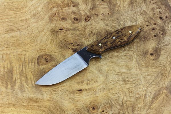 189mm Perfect Model Neck Knife, Wrought Iron, Stabilized Birch - 100grams