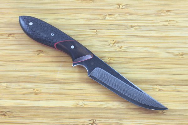 195mm Persian Neck Knife, Damascus, Carbon Fiber / Ebony - 90grams