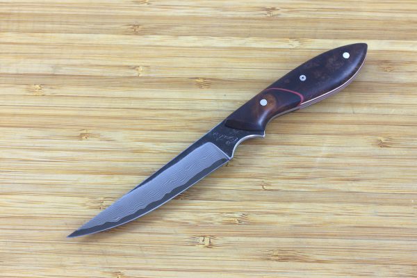 188mm Persian Neck Knife, Damascus, Ironwood / Hardwood - 65grams