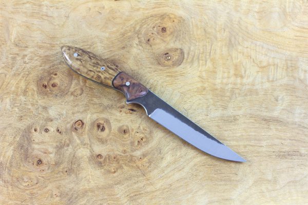 183mm 'Slim' Persian Neck Knife, Hammer Finish, Burl / Birch - 65grams