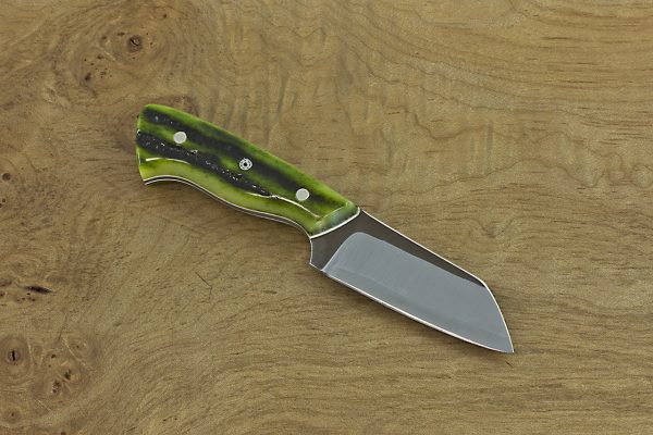 122mm Pipsqueek Brute Neck Knife, Forge Finish, Green Jig Bone - 44grams