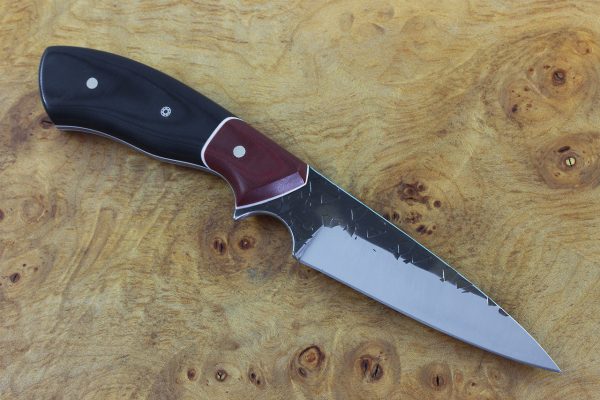 193mm Tetsuo's Neck Knife, Hammer Finish, Red / Black Micarta - 91grams