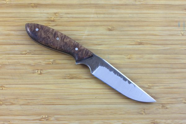 185mm Tombo Neck Knife, Hammer Finish, Burl / Hardwood - 76grams