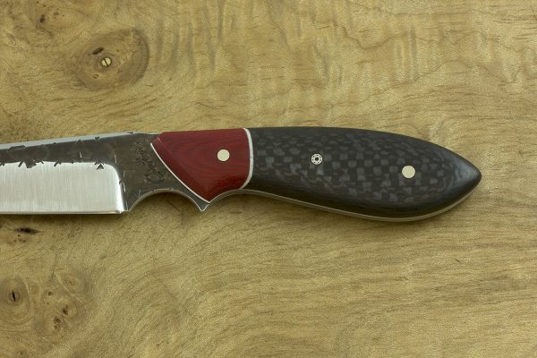 184mm Tombo Neck Knife, Hammer Finish, Micarta / Carbon Fiber - 85grams