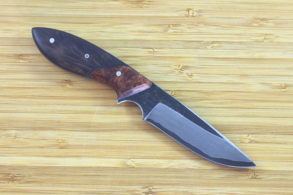 190mm Murray's 'Perfect' Neck Knife, Damascus, Ebony / Burl - 94grams