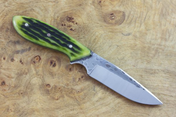 189mm Vex Clip Neck Knife, Hammer Finish, Green Jig Bone - 101grams