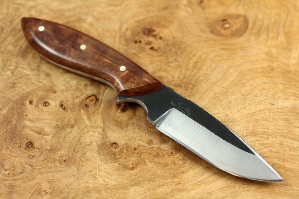 188mm Vex Clip Neck Knife, Chisel Ground, Stabilized Burl, 103grams