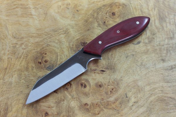 190mm Wharncliffe Brute Neck Knife, Forge Finish, Red and Black Micarta - 87grams