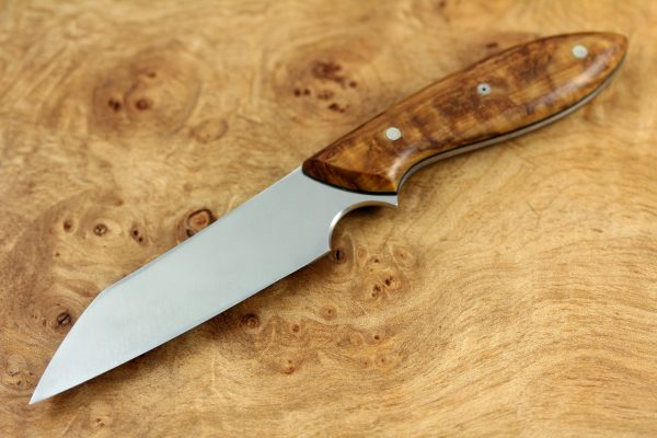Neck Knife 191, Wharncliffe Brute, Kata-ha, Stabilized Birch
