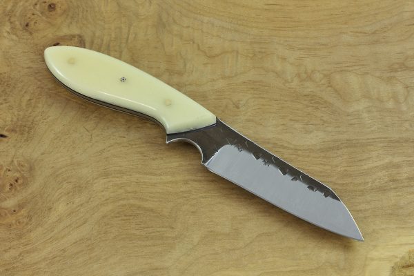 190mm Wharncliffe Brute Neck Knife, Hammer Finish, Bone - 107grams