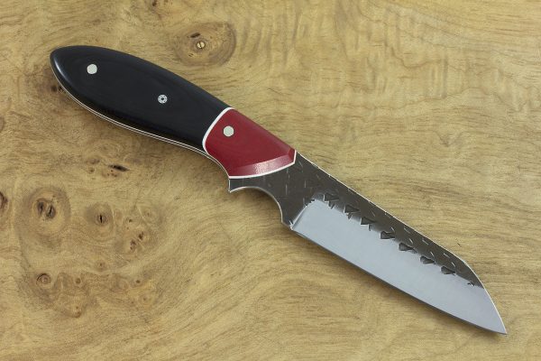 192mm Wharncliffe Brute, Hammer Finish, Red and Black Micarta - 88grams