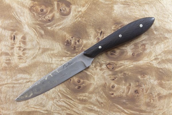 198 mm Freestyle Neck Knife, Damascus, Blackwood Carbon Fiber - 67 grams