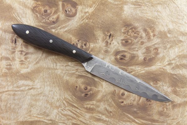 198 mm Freestyle Neck Knife, Damascus, Blackwood Carbon Fiber - 67 grams