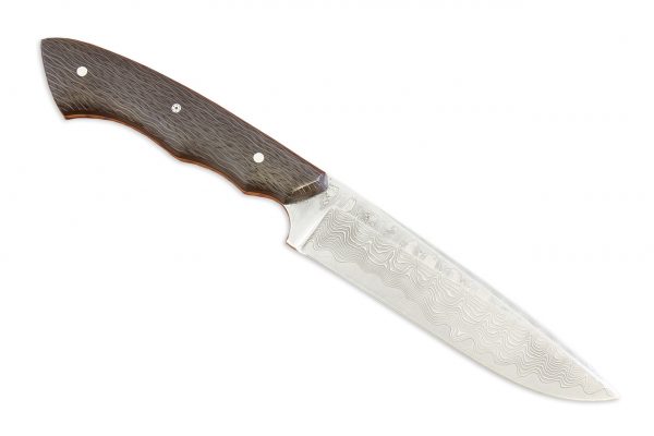 229 mm Compact FS1 Knife #110, White Steel w/ Damascus, Blackwood Carbon Fiber - 133 grams