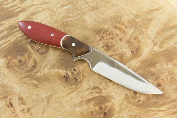 184 mm Clip Point Original Neck Knife, Red G10 w/ Ironwood Bolster - 76 grams