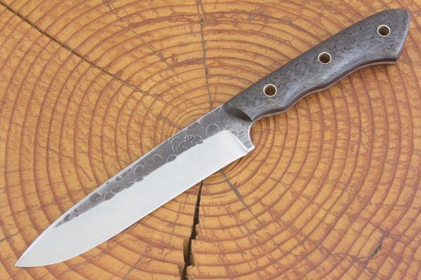 253 mm FS1 Knife #107, White Steel w/ Stainless, Carbon Fiber - 158 grams