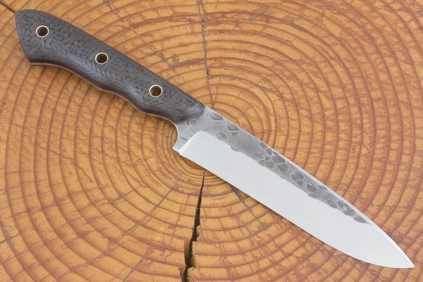253 mm FS1 Knife #107, White Steel w/ Stainless, Carbon Fiber - 158 grams