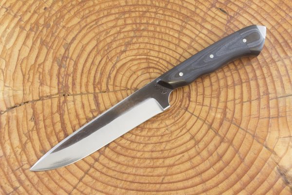 249 mm FS1 Knife #54, White Steel w/ Stainless, Unidirectional Carbon Fiber - 142 grams