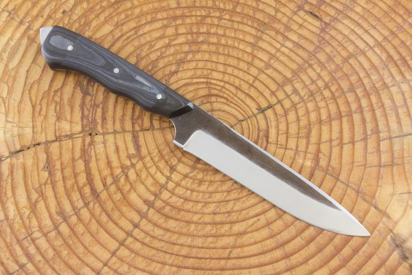 249 mm FS1 Knife #54, White Steel w/ Stainless, Unidirectional Carbon Fiber - 142 grams