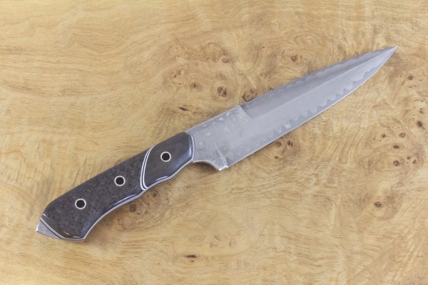 283mm FS1 Knife #37, Damascus Steel, F10 Carbon Fiber W/ Unidirectional Carbon Fiber Bolster - 191 Grams