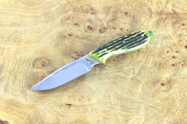 186mm Vex Clip Neck Knife, Forge Finish, Green Jigged Bone - 91grams