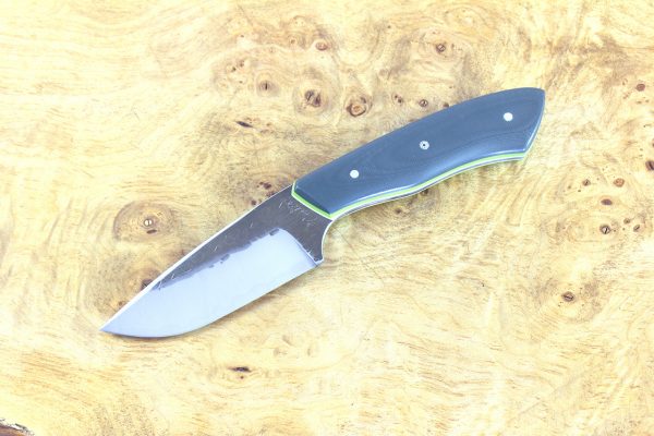 197mm Kajiki Knife, Hammer Finish, Light Green and Turquoise G-10 - 128grams