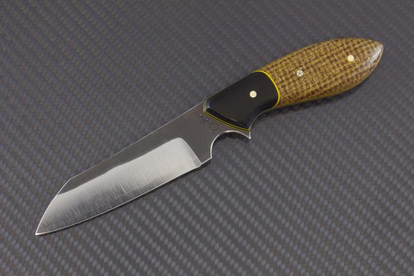 201mm Jumbo Wharncliffe Brute Neck Knife, Thunderstorm Kevlar w/ Black Paper Micarta Bolster - 104 Grams