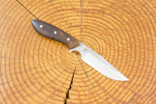 180 mm Muteki Series Clip Point Original Neck Knife #1040, Gokunan-tetsu, Ironwood w/ Yellow Liners - 73 grams