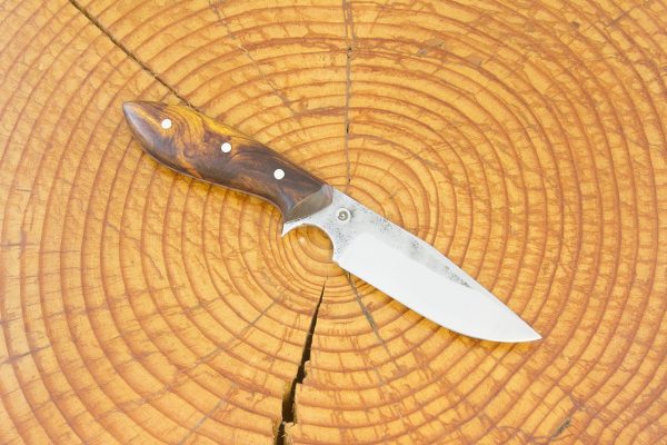 175 mm Muteki Series Vex Clip Neck Knife #1041, Gokunan-tetsu, Ironwood w/ Blue Liners - 76 grams