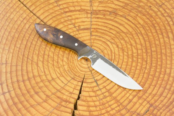177 mm Muteki Series Original Neck Knife #1043, Gokunan-tetsu, Ironwood w/ Yellow Liners - 72 grams