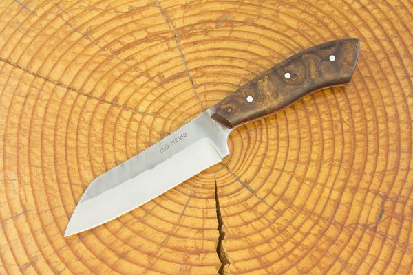 214 mm Muteki Series Modified Wharncliffe Brute Neck Knife #962, Ironwood w/ Red Liners - 128 grams