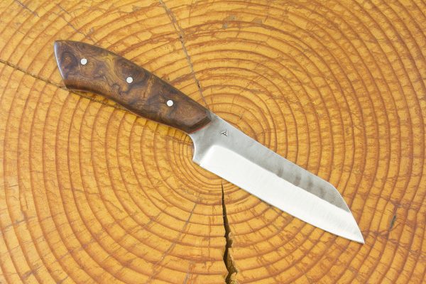 214 mm Muteki Series Modified Wharncliffe Brute Neck Knife #962, Ironwood w/ Red Liners - 128 grams