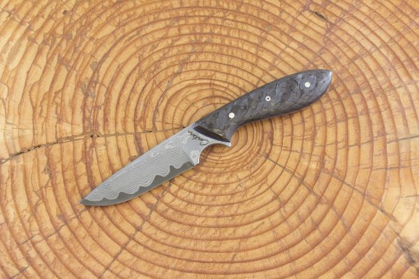 179 mm Original Neck Knife, Damascus, Pearl Carbon Fiber - 77 grams