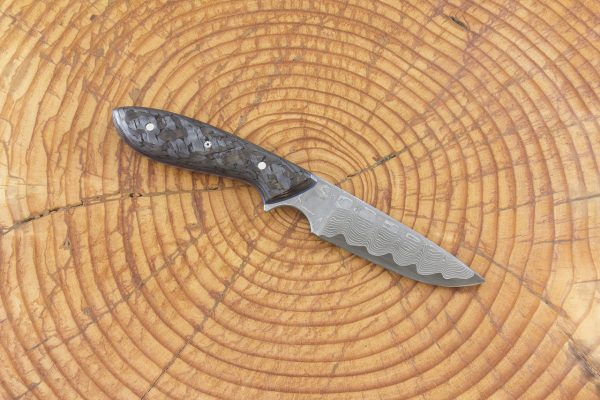 179 mm Original Neck Knife, Damascus, Pearl Carbon Fiber - 77 grams